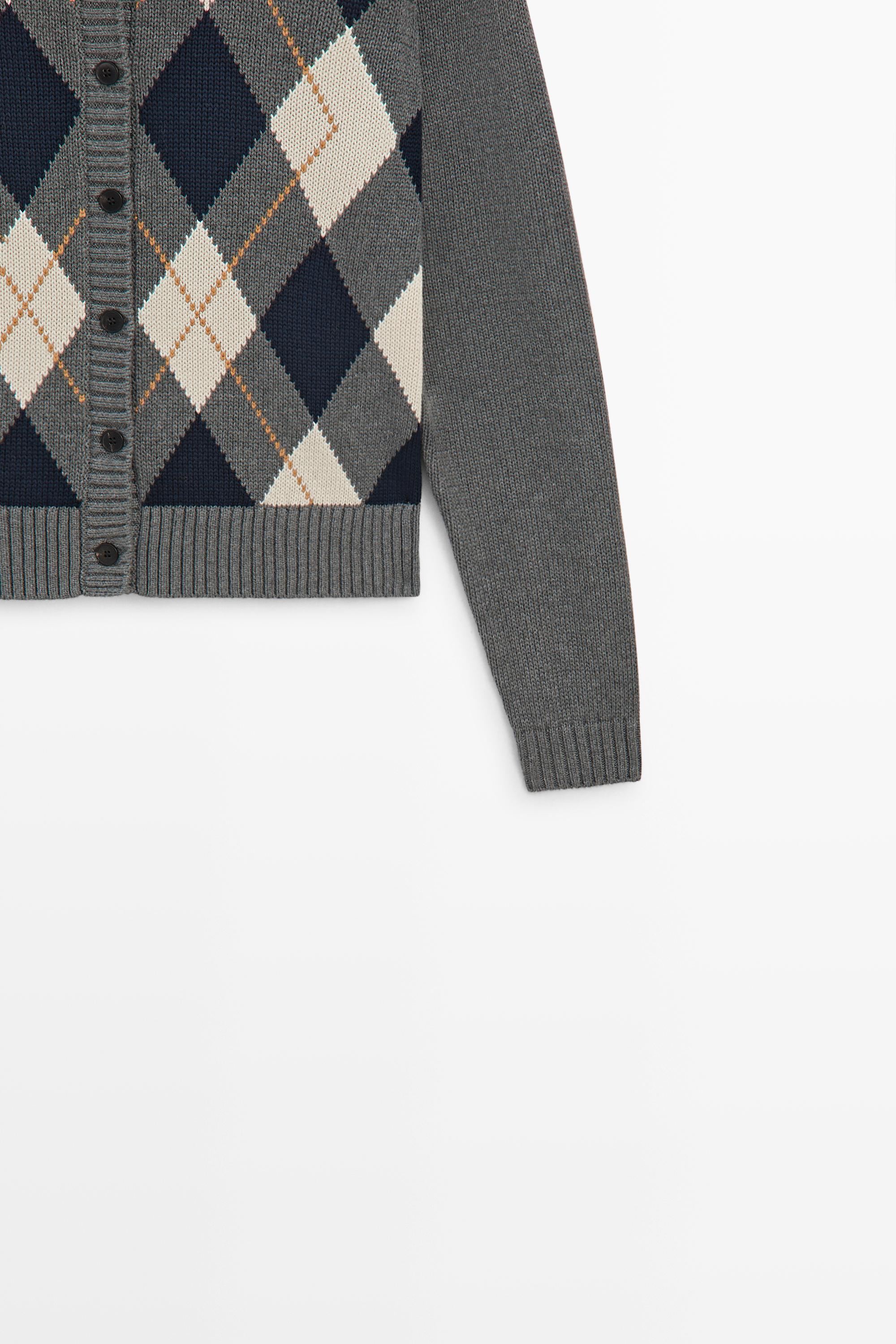 100% cotton diamond knit cardigan